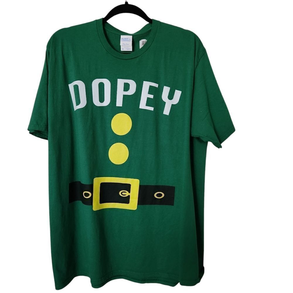 Port and Company Unisex "Dopey" Green Graphic T-Shirt Size XL
